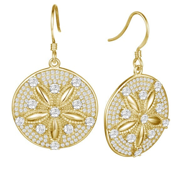 Pavé Ocean Sand Dollar Earrings Earrings Island by Koa Nani Yellow Gold 