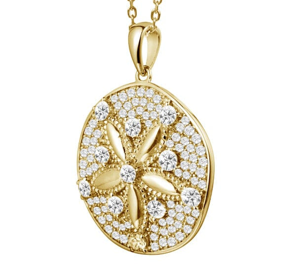 Pavé Ocean Sand Dollar Pendant Pendant Island by Koa Nani Yellow Gold 