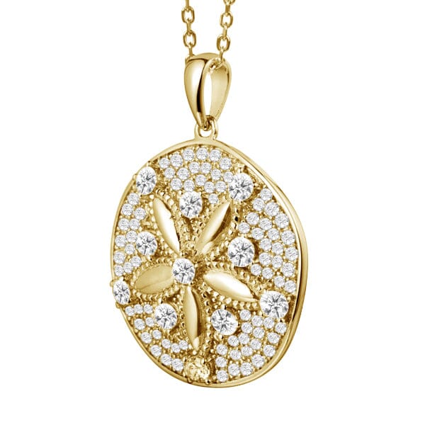 Pavé Ocean Sand Dollar Pendant Pendant Island by Koa Nani Yellow Gold 