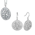 Pavé Ocean Sand Dollar Pendant & Earrings Set Other Island by Koa Nani White Gold 