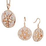 Pavé Ocean Sand Dollar Pendant & Earrings Set Other Island by Koa Nani Rose Gold 