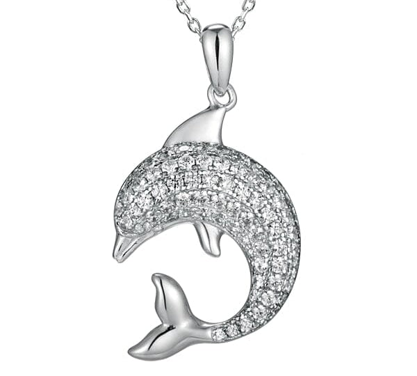 Pavé Oceanic Dolphin Pendant Pendant Island by Koa Nani White Gold 