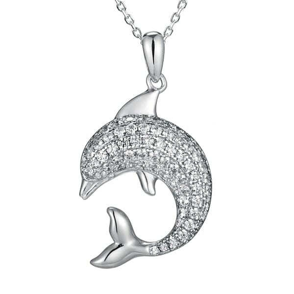 Pavé Oceanic Dolphin Pendant Pendant Island by Koa Nani White Gold 