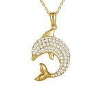 Pavé Oceanic Dolphin Pendant Pendant Island by Koa Nani Yellow Gold 