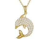 Pavé Oceanic Dolphin Pendant Pendant Island by Koa Nani Yellow Gold 