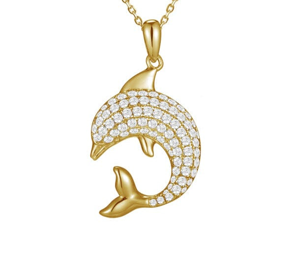 Pavé Oceanic Dolphin Pendant Pendant Island by Koa Nani Yellow Gold 