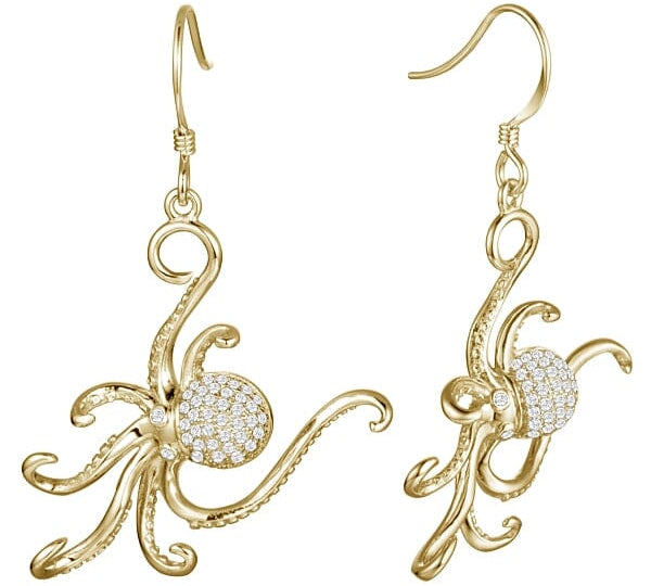 Pavé Octopus Earrings Earrings Island by Koa Nani Yellow Gold 