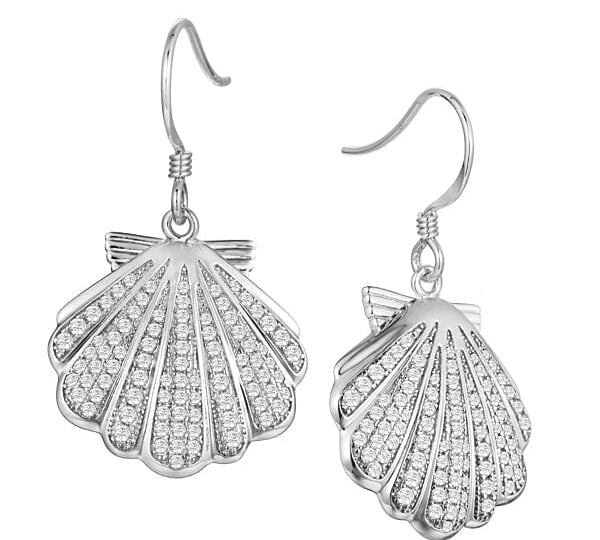 Pavé Oyster Shell Earrings Earrings Island by Koa Nani White Gold 