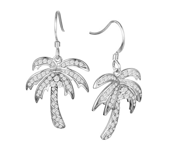 Pavé Queen Palm Tree Earrings Earrings Island by Koa Nani White Gold Style 2 