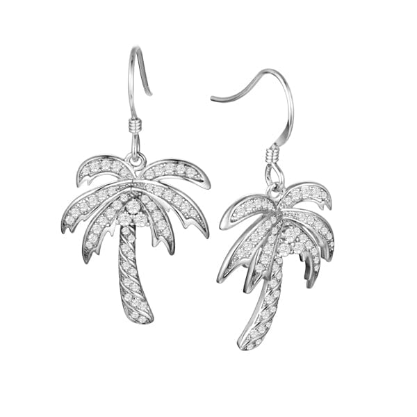 Pavé Queen Palm Tree Earrings Earrings Island by Koa Nani White Gold Style 2 