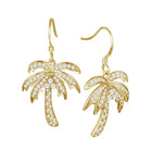 Pavé Queen Palm Tree Earrings Earrings Island by Koa Nani Yellow Gold Style 2 