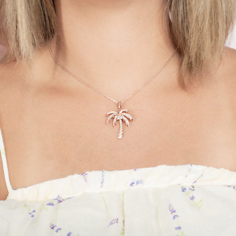 Pavé Queen Palm Tree Pendant Pendant Island by Koa Nani Rose Gold Small (Style 2) 