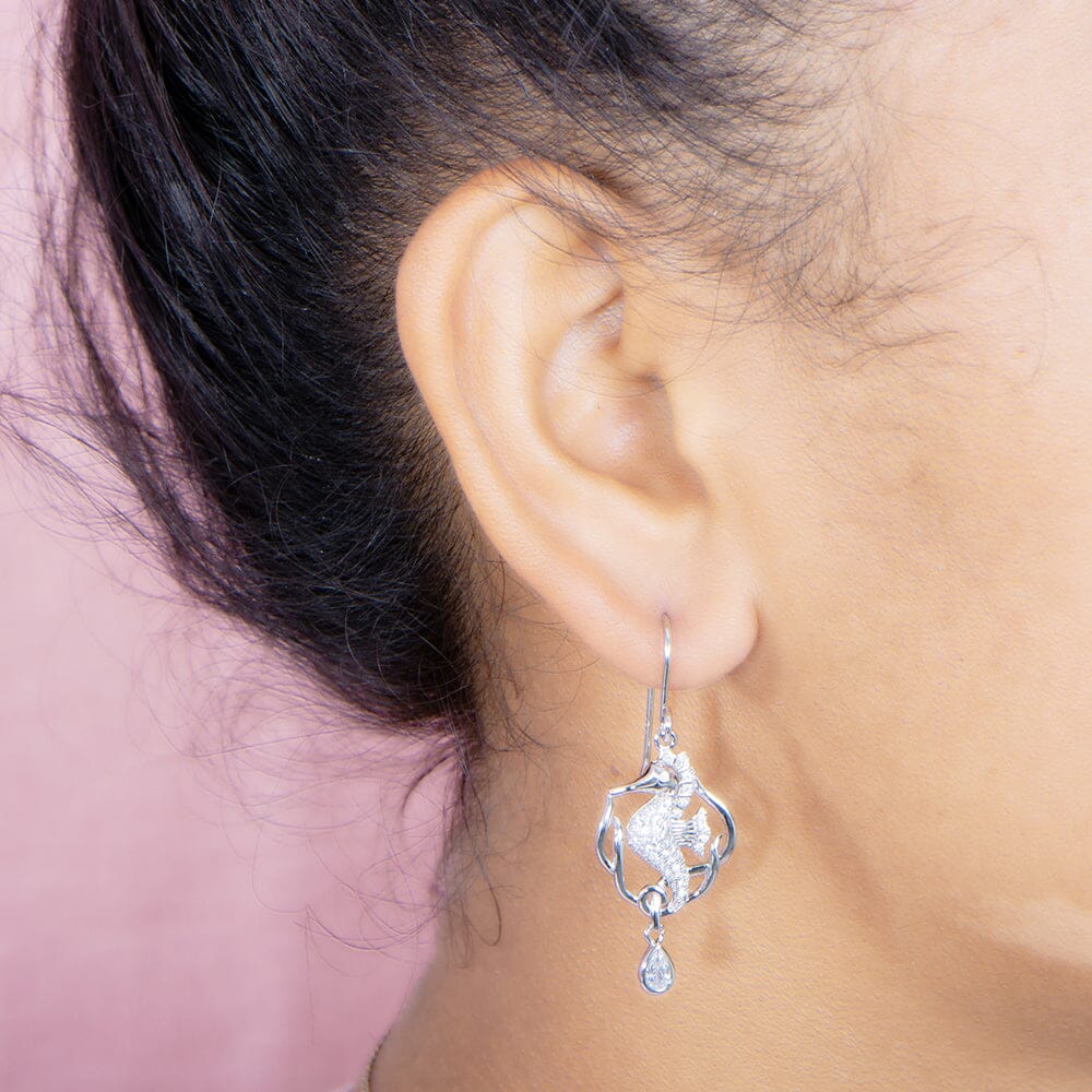 Pavé Royal Seahorse Earrings Earrings Island by Koa Nani 