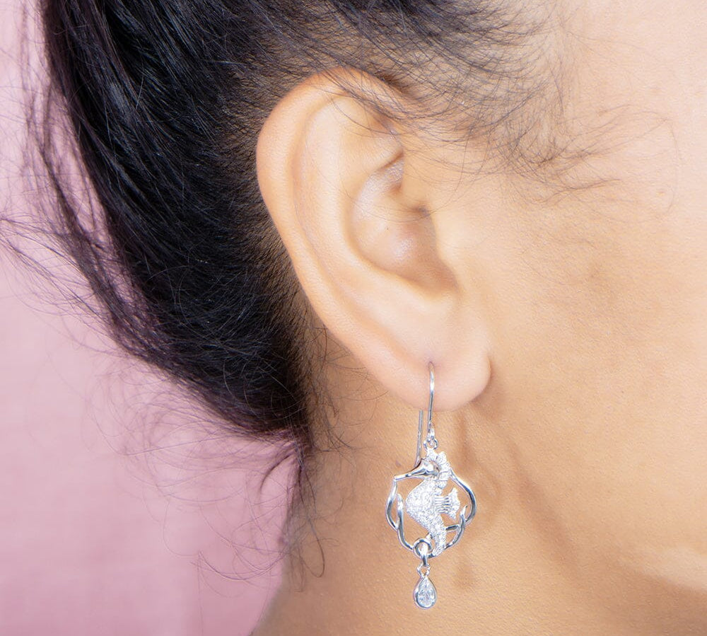 Pavé Royal Seahorse Earrings Earrings Island by Koa Nani 