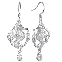 Pavé Royal Seahorse Earrings Earrings Island by Koa Nani White Gold 