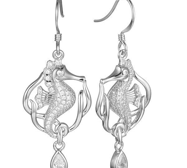 Pavé Royal Seahorse Earrings Earrings Island by Koa Nani White Gold 