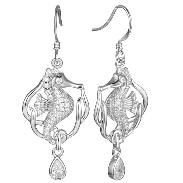 Pavé Royal Seahorse Earrings Earrings Island by Koa Nani White Gold 