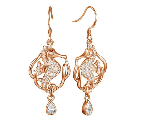 Pavé Royal Seahorse Earrings Earrings Island by Koa Nani Rose Gold 