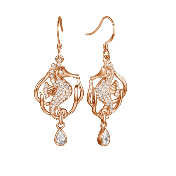 Pavé Royal Seahorse Earrings Earrings Island by Koa Nani Rose Gold 