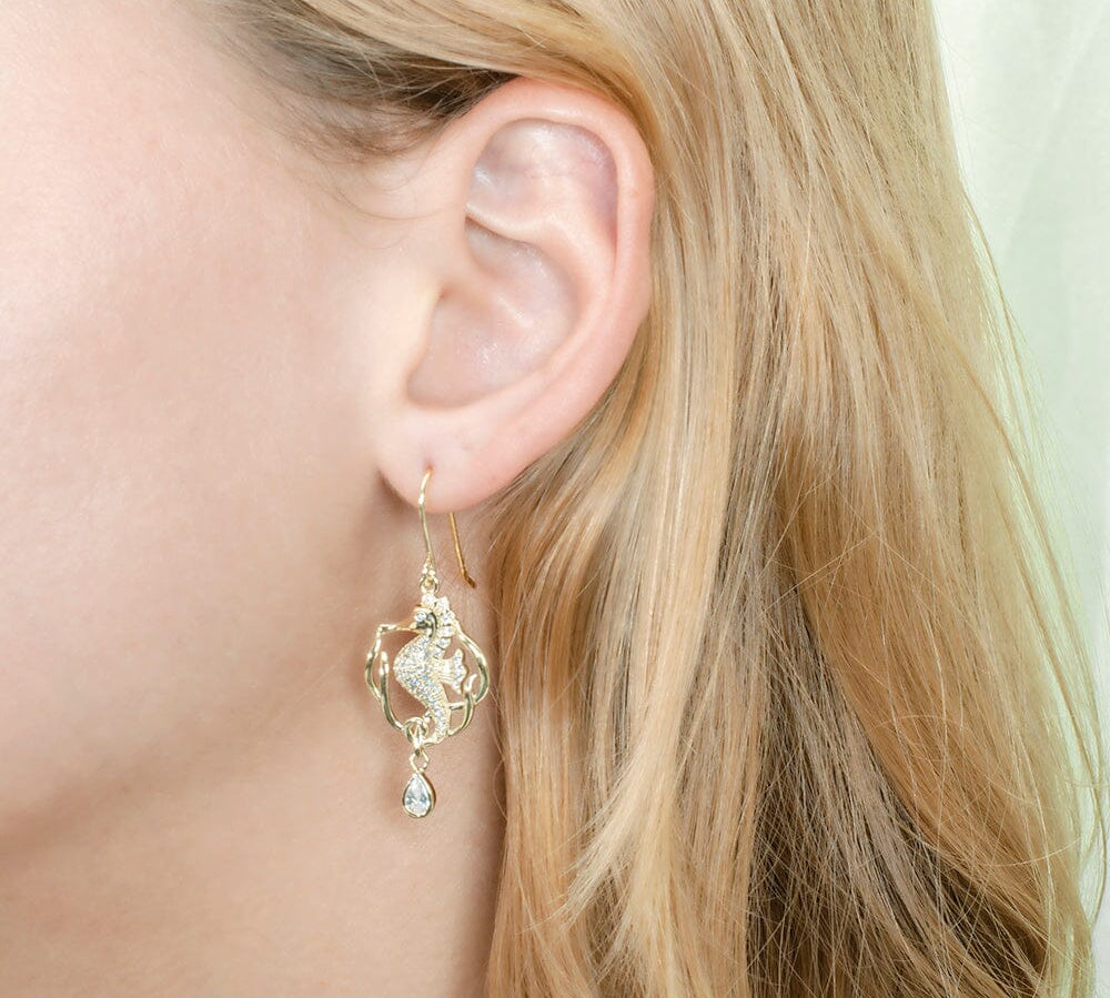 Pavé Royal Seahorse Earrings Earrings Island by Koa Nani 