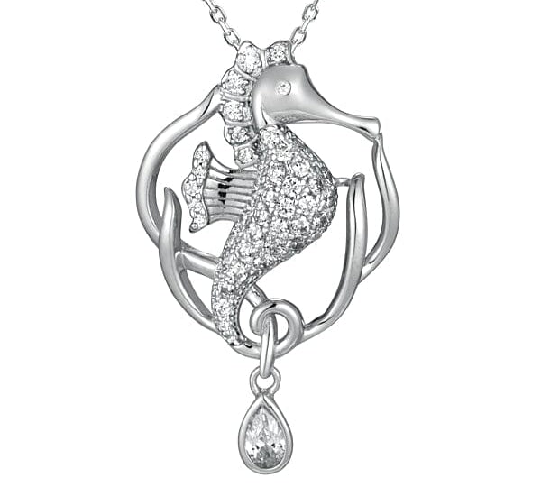 Pavé Royal Seahorse Pendant Pendant Island by Koa Nani White Gold 