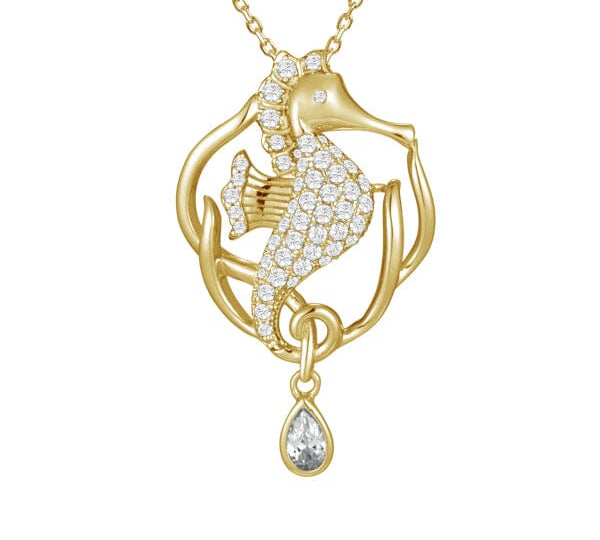 Pavé Royal Seahorse Pendant Pendant Island by Koa Nani Yellow Gold 