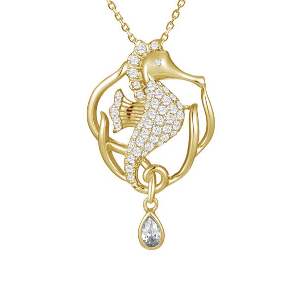 Pavé Royal Seahorse Pendant Pendant Island by Koa Nani Yellow Gold 