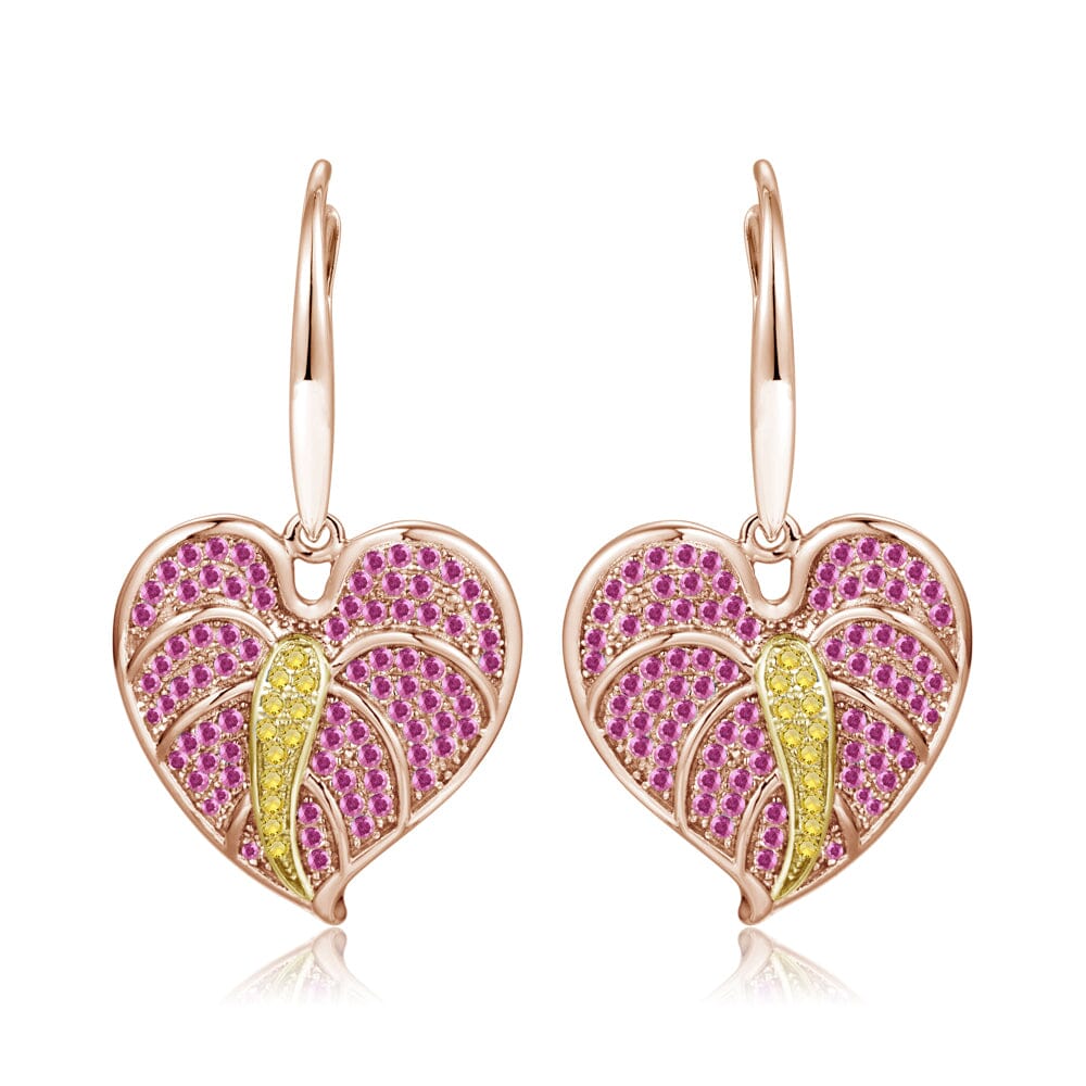 Pavé Ruby Anthurium Earrings Earrings Island by Koa Nani 