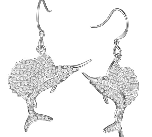 Pavé Sailfish Earrings Earrings Island by Koa Nani White Gold 