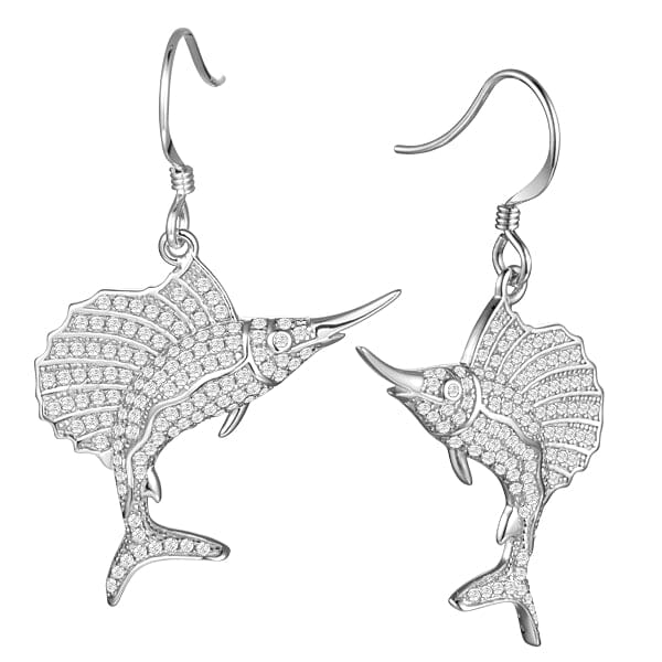 Pavé Sailfish Earrings Earrings Island by Koa Nani White Gold 