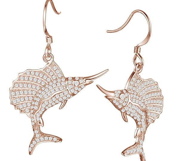 Pavé Sailfish Earrings Earrings Island by Koa Nani Rose Gold 