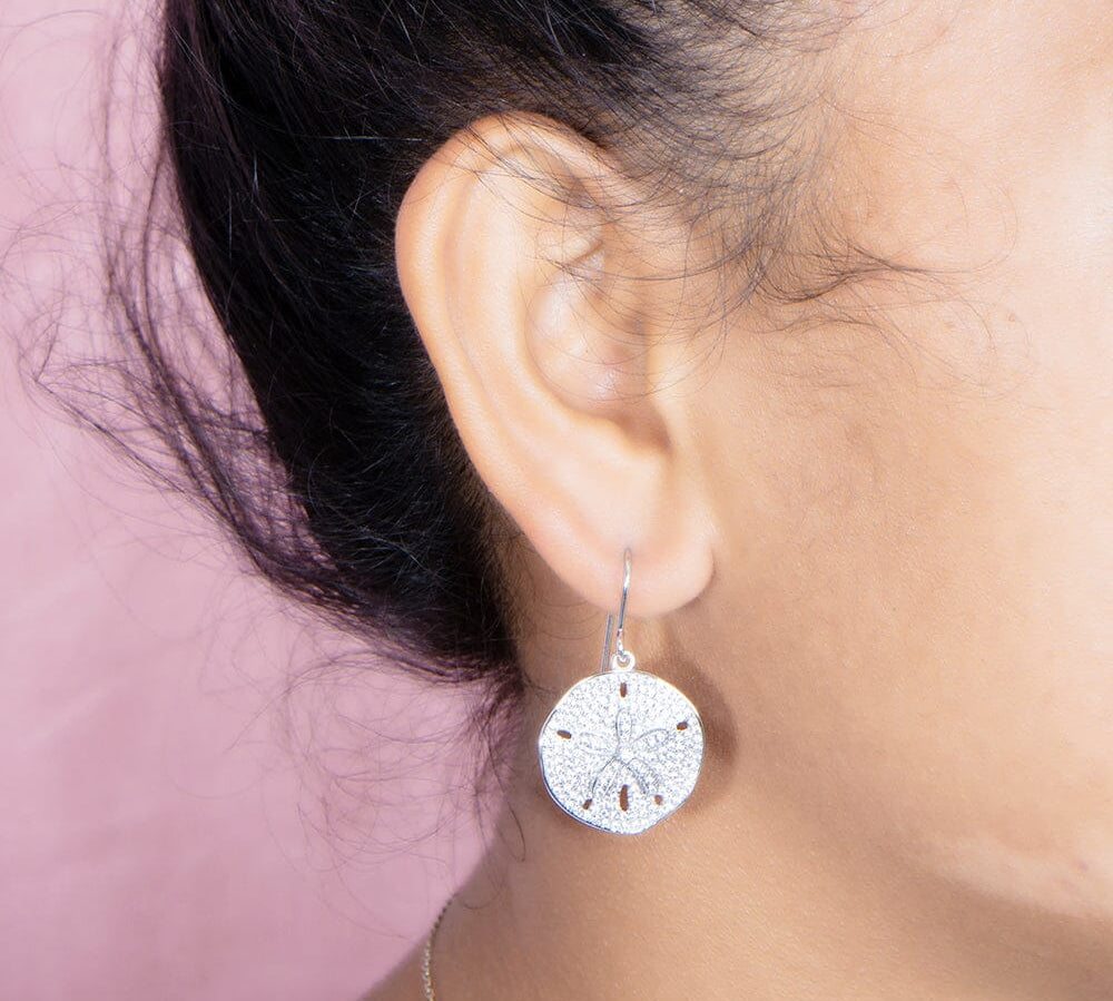 Pavé Sand Dollar Earrings Earrings Island by Koa Nani 