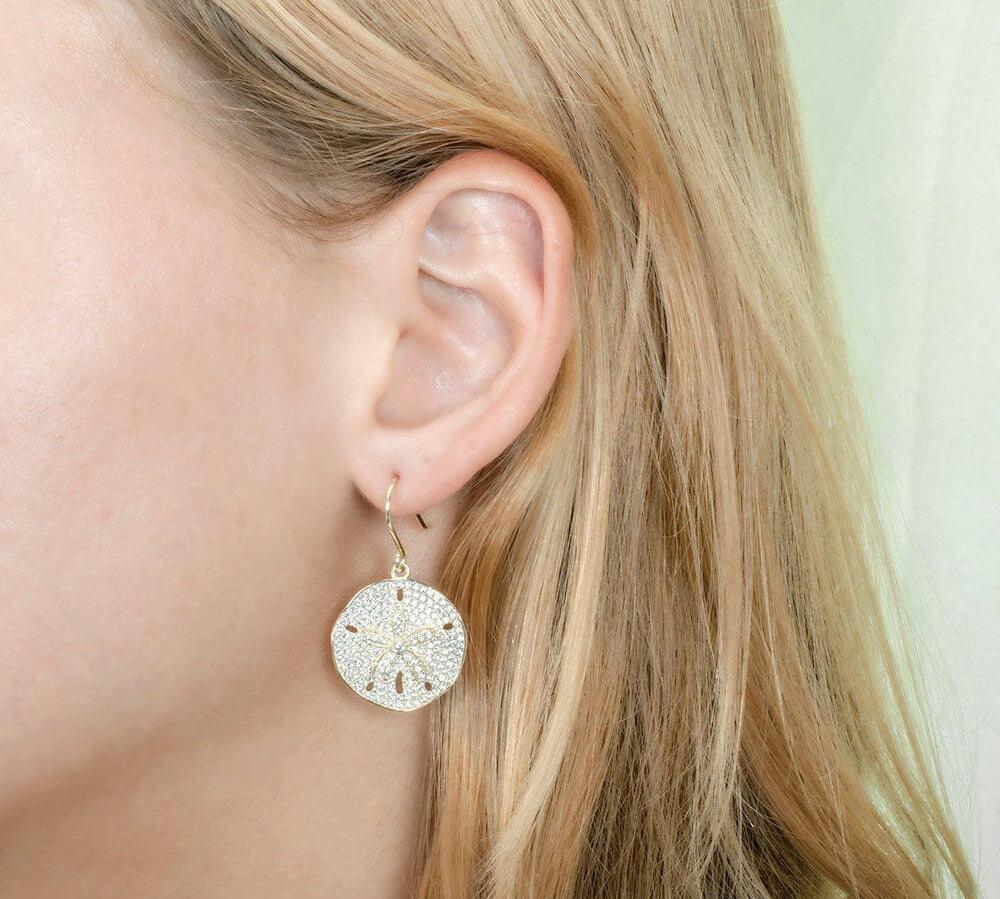 Pavé Sand Dollar Earrings Earrings Island by Koa Nani 