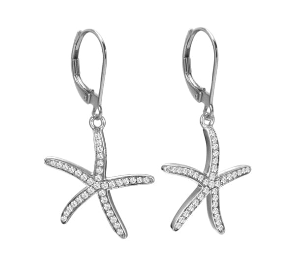 Pavé Sea Star Lever Back Earrings Earrings Island by Koa Nani 