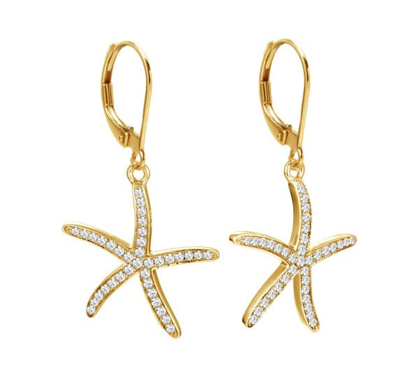 Pavé Sea Star Lever Back Earrings Earrings Island by Koa Nani 