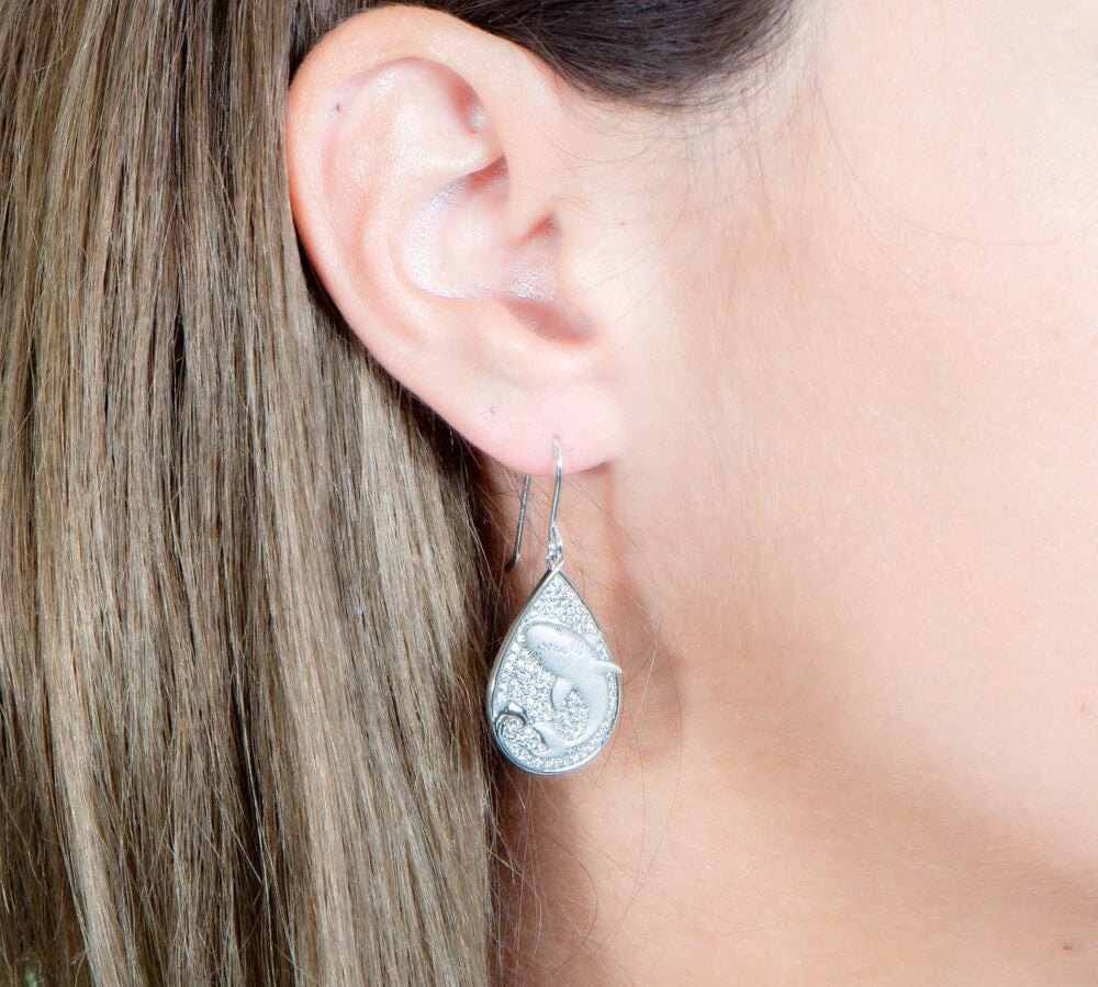 Pavé Shark Teardrop Earrings Earrings Island by Koa Nani 