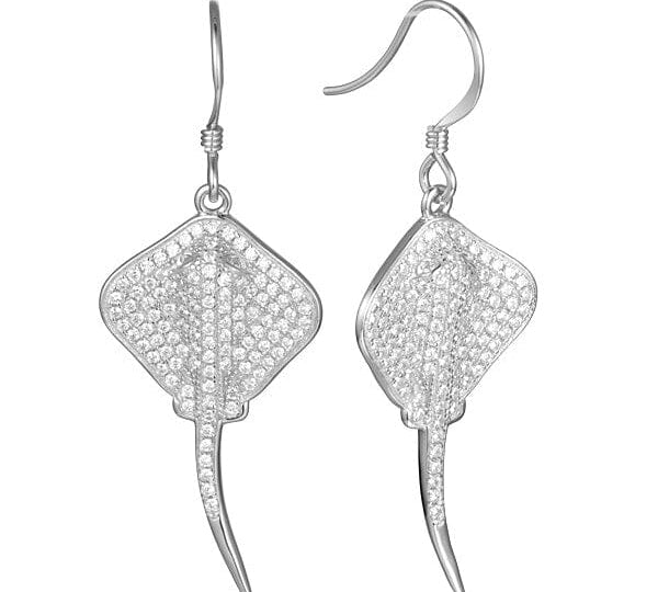 Pavé Stingray Earrings Earrings Island by Koa Nani White Gold 