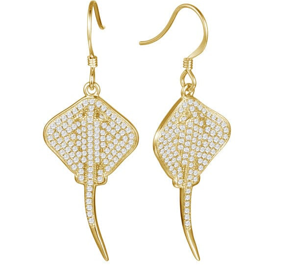 Pavé Stingray Earrings Earrings Island by Koa Nani Yellow Gold 