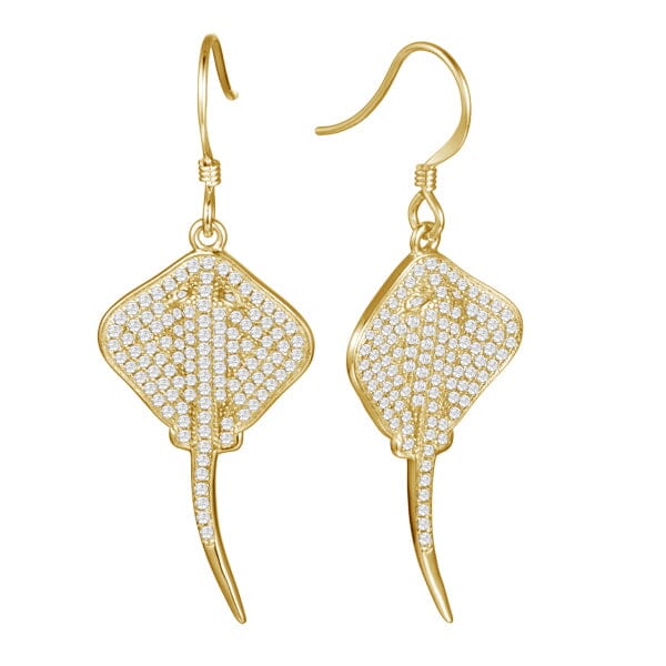 Pavé Stingray Earrings Earrings Island by Koa Nani Yellow Gold 