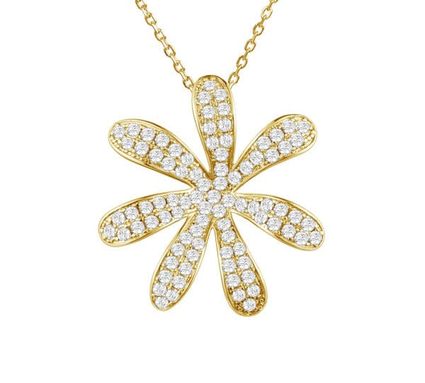 Pavé Tiare Gardenia Pendant Pendant Island by Koa Nani Yellow Gold Large 