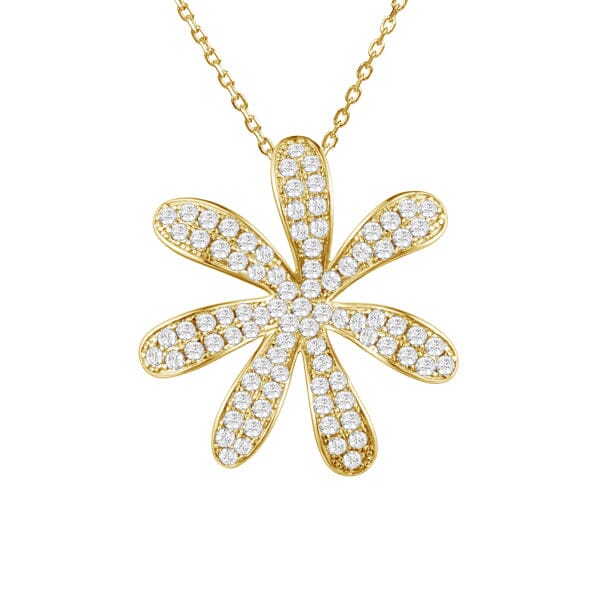 Pavé Tiare Gardenia Pendant Pendant Island by Koa Nani Yellow Gold Large 