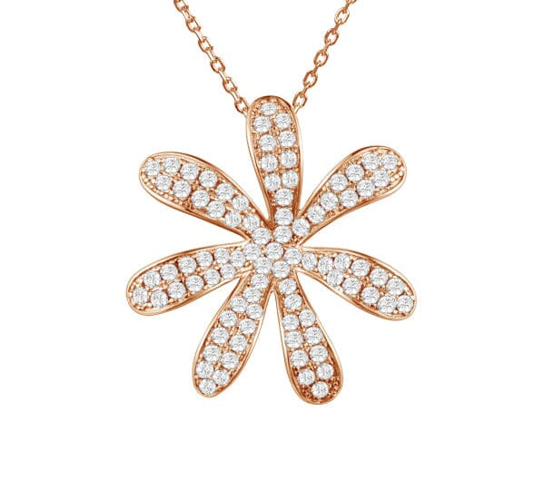 Pavé Tiare Gardenia Pendant Pendant Island by Koa Nani Rose Gold Large 