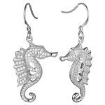 Pavé Triton Seahorse Earrings Earrings Island by Koa Nani White Gold 