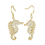 Pavé Triton Seahorse Earrings Earrings Island by Koa Nani Yellow Gold 