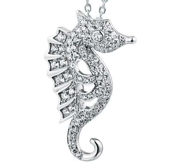 Pavé Triton Seahorse Pendant Pendant Island by Koa Nani White Gold 