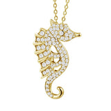 Pavé Triton Seahorse Pendant Pendant Island by Koa Nani Yellow Gold 