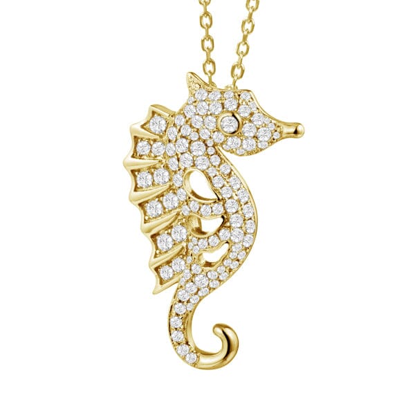 Pavé Triton Seahorse Pendant Pendant Island by Koa Nani Yellow Gold 