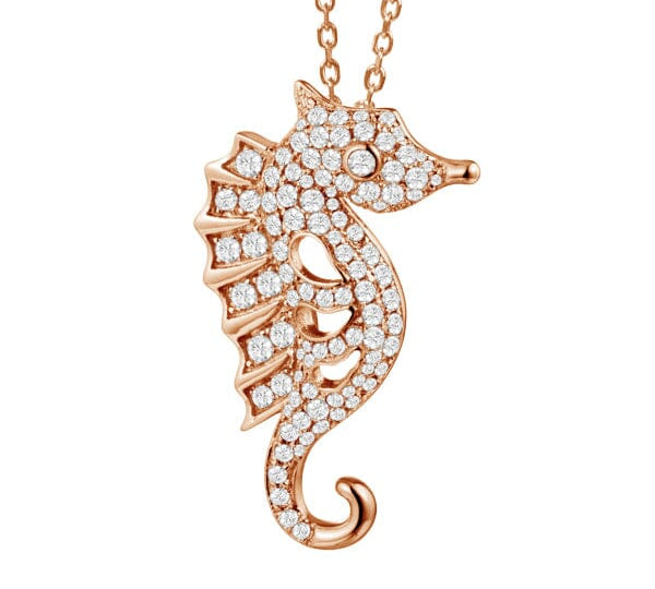 Pavé Triton Seahorse Pendant Pendant Island by Koa Nani Rose Gold 