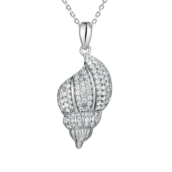 Pavé Trumpet Shell Pendant Pendant Island by Koa Nani White Gold Style 2 