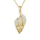 Pavé Trumpet Shell Pendant Pendant Island by Koa Nani Yellow Gold Style 2 